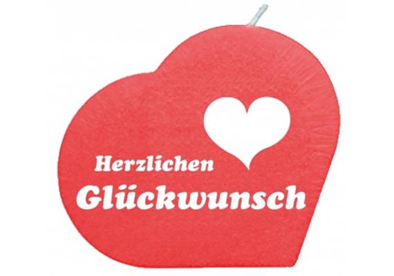 Glückwunsch Herzkerze (rot)