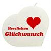 Glückwunsch Herzkerze (weiss)