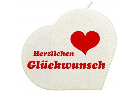 Glückwunsch Herzkerze (weiss)
