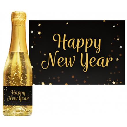 Goldsekt Happy New Year Sterne