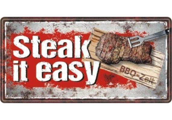 Grill Metallschild Steak it easy