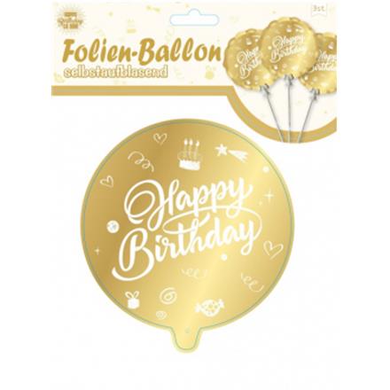 Happy Birthday Ballon selbstaufblasend (3 Stk)