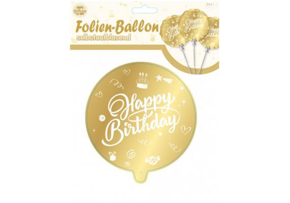 Happy Birthday Ballon selbstaufblasend (3 Stk)