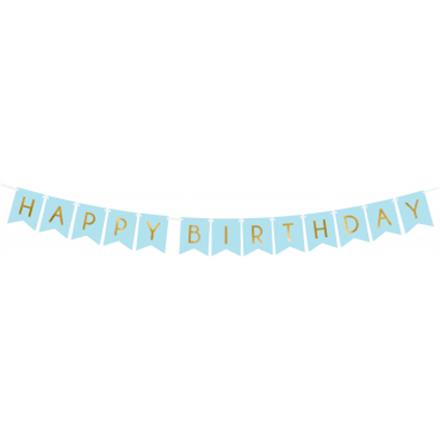 Happy Birthday Banner Girlande hellblau