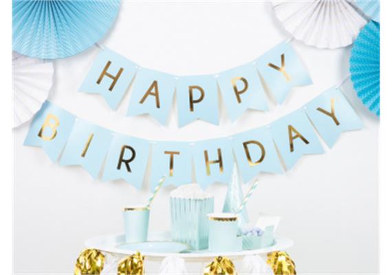 Happy Birthday Banner Girlande hellblau | Bild 2
