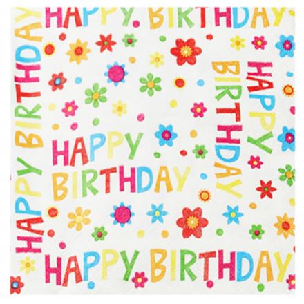 Happy Birthday Blumen Servietten