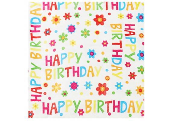 Happy Birthday Blumen Servietten