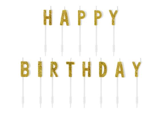Happy Birthday Glitzer Kerzenset (gold) | Bild 2