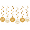 Happy Birthday gold-weiss Hängedekoration