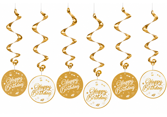 Happy Birthday gold-weiss Hängedekoration