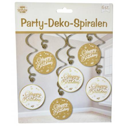 Happy Birthday gold-weiss Hängedekoration