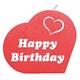Happy Birthday Herzkerze (rot)