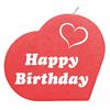 Happy Birthday Herzkerze (rot)