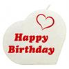 Happy Birthday Herzkerze (weiss)