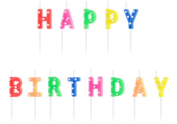 Happy Birthday Kerzenset (bunt)