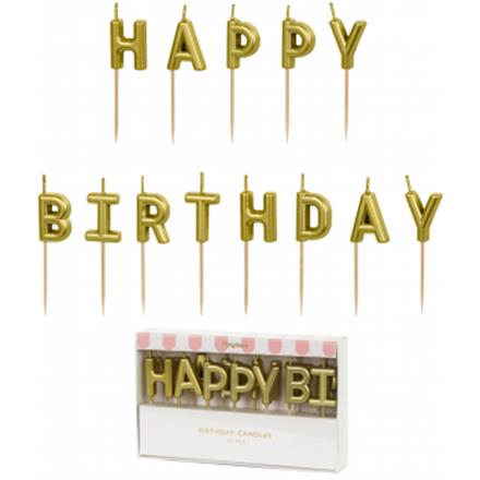 Happy Birthday Kerzenset (gold)