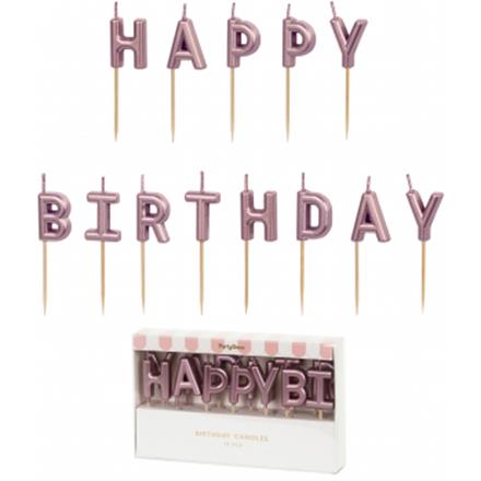 Happy Birthday Kerzenset (roségold)