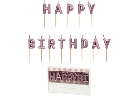 Happy Birthday Kerzenset (roségold) | Bild 1