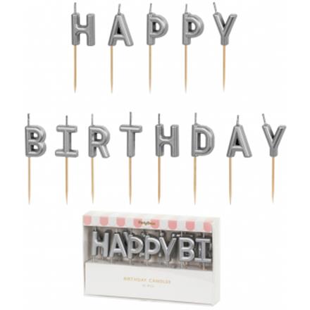 Happy Birthday Kerzenset (silber)