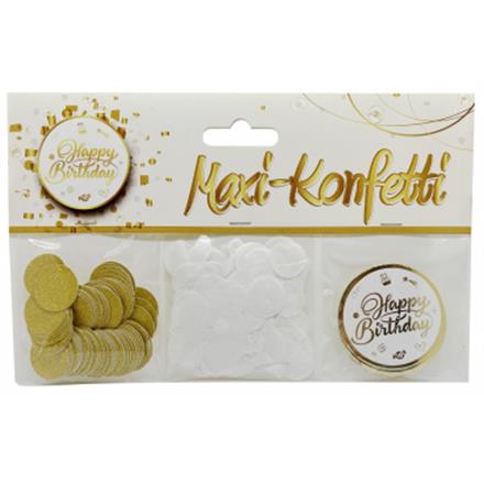 Happy Birthday Konfetti Set weiss-gold