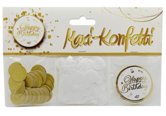 Happy Birthday Konfetti Set weiss-gold