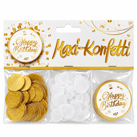 Happy Birthday Konfetti Set weiss-gold