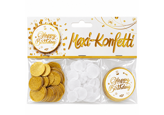 Happy Birthday Konfetti Set weiss-gold