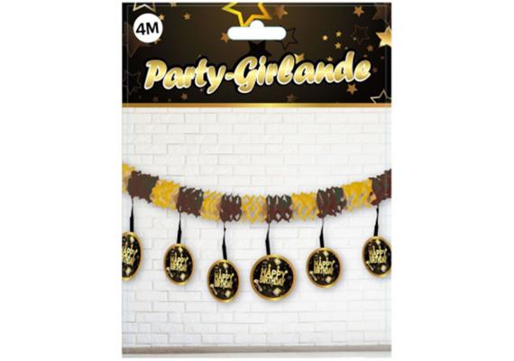 Happy Birthday Krepp Girlande gold-schwarz | Bild 2