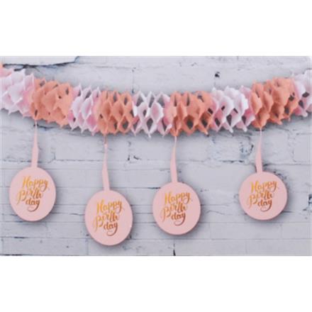 Happy Birthday Krepp Girlande rosa