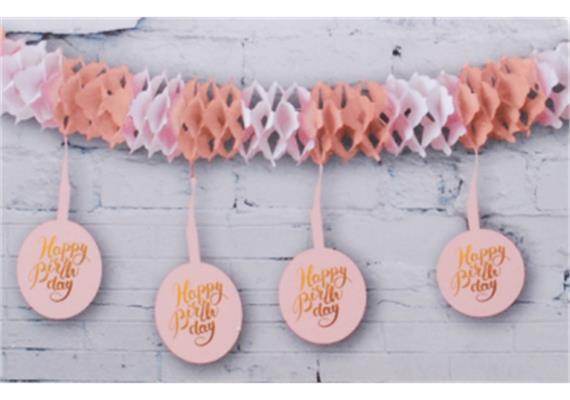 Happy Birthday Krepp Girlande rosa