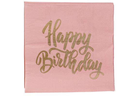 Happy Birthday Serviette (gold-rosa)