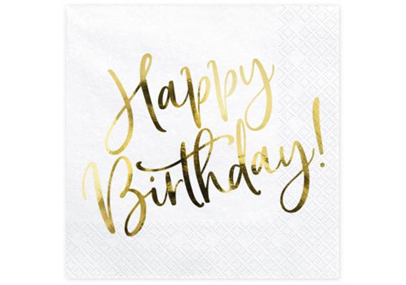 Happy Birthday Serviette (gold) | Bild 1