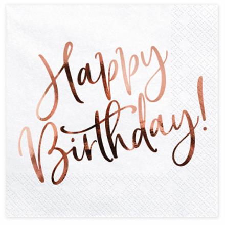 Happy Birthday Serviette (roségold)