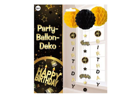 Happy Birthday Waben Deko (schwarz-gold)