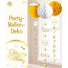 Happy Birthday Waben Deko (weiss-gold)