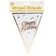 Happy Birthday Wimpel Girlande weiss-gold