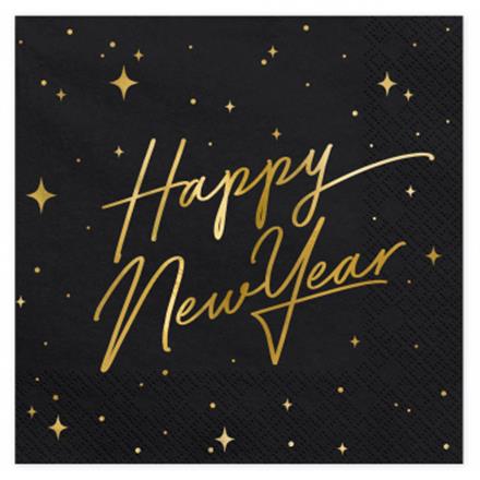 Happy New Year Serviette (schwarz)