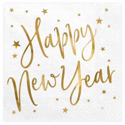 Happy New Year Serviette (weiss)