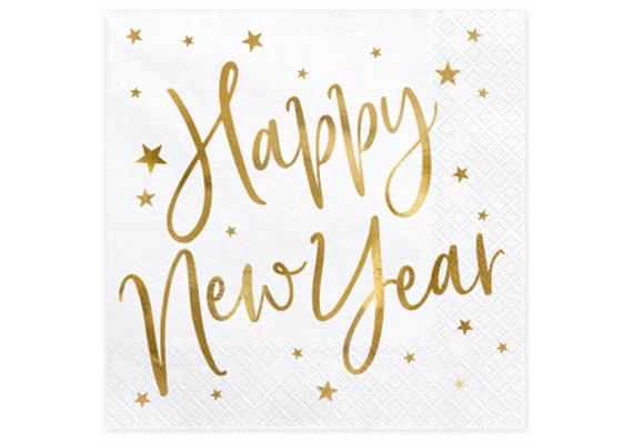 Happy New Year Serviette (weiss)