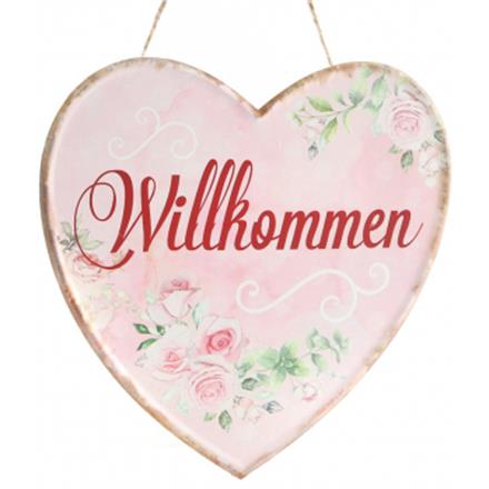 Herz Willkommen Metallschild