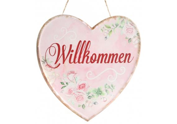 Herz Willkommen Metallschild