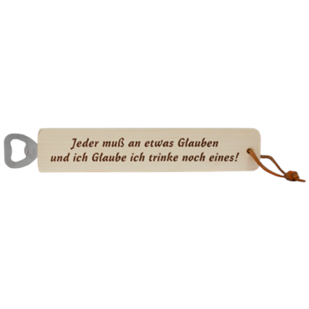 Holz-Flaschenöffner Glauben & Trinken