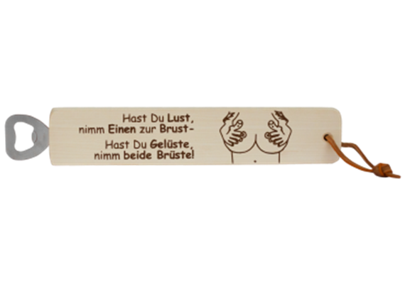 Holz-Flaschenöffner Lust & Brust