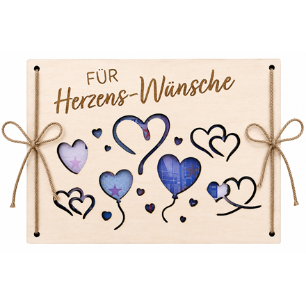 Holz Geldkarte Herzenswünsche