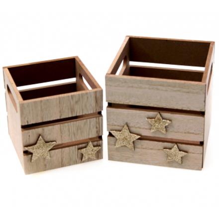 Holzkisten Sterne (2er-Set)