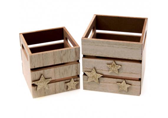 Holzkisten Sterne (2er-Set)