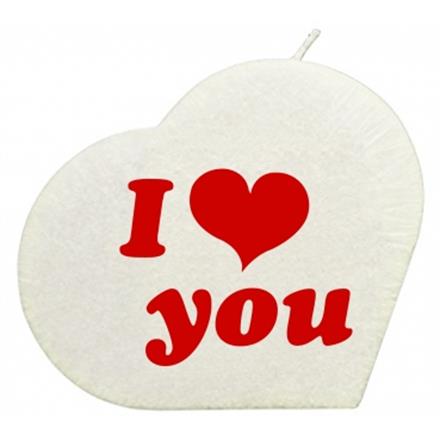 I love you Herzkerze (weiss)