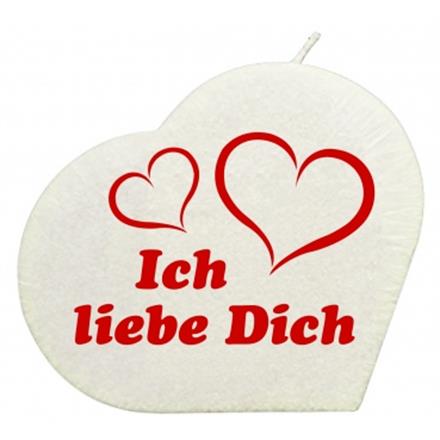 Ich liebe Dich Herzkerze (weiss)