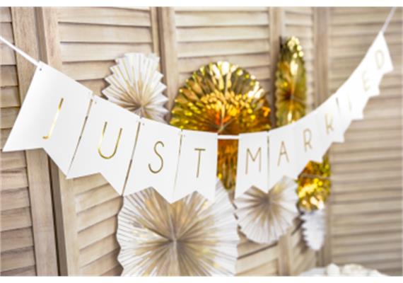 Just Married Banner Girlande weiss | Bild 2