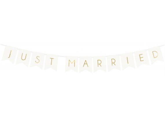 Just Married Banner Girlande weiss | Bild 1